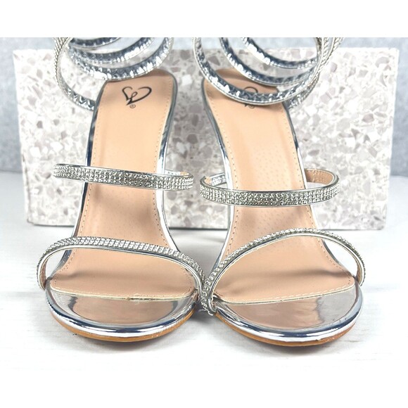 Windsor Silver Rhinestone Spiral Heels Women’s 8.5 Stiletto Holiday Party Sexy - Picture 6 of 12